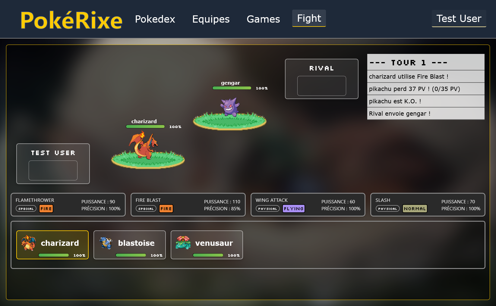 Site de combat Pokemon en temps reel